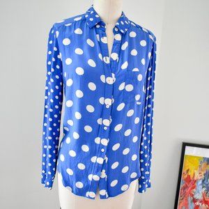 Y2K Topshop Era Blue and White Mixed Polka Dot Button Up Shirt